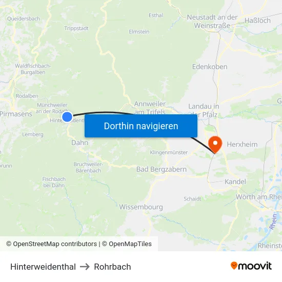 Hinterweidenthal to Rohrbach map