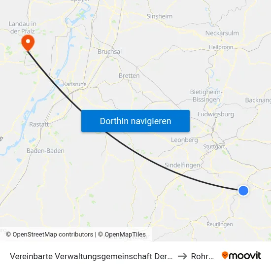 Vereinbarte Verwaltungsgemeinschaft Der Stadt Nürtingen to Rohrbach map