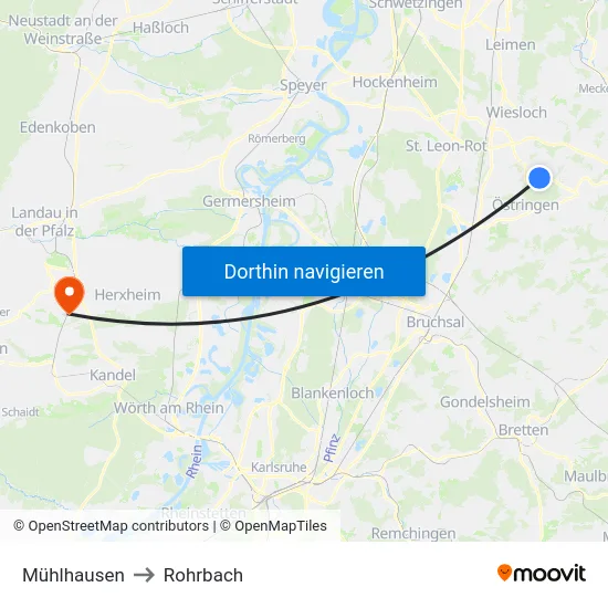 Mühlhausen to Rohrbach map