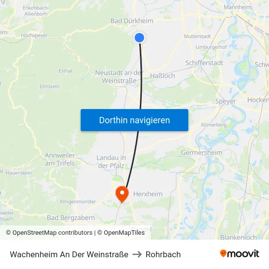 Wachenheim An Der Weinstraße to Rohrbach map