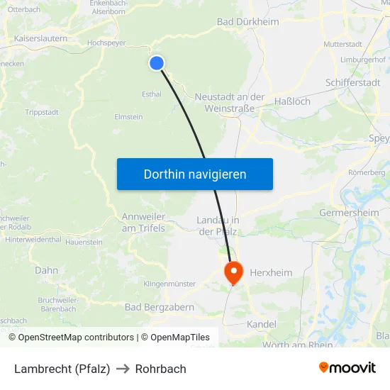 Lambrecht (Pfalz) to Rohrbach map