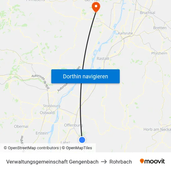 Verwaltungsgemeinschaft Gengenbach to Rohrbach map