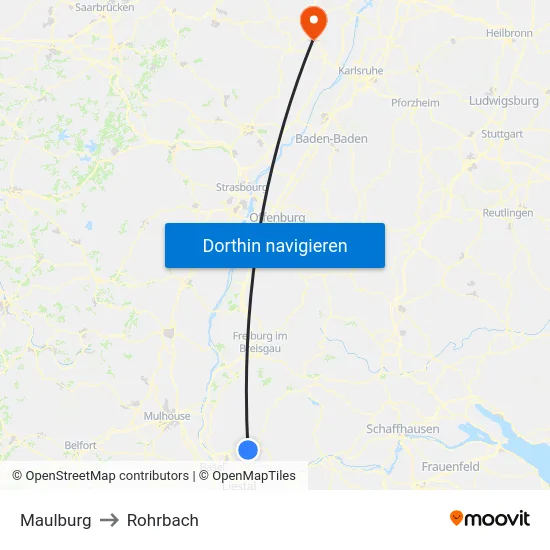 Maulburg to Rohrbach map