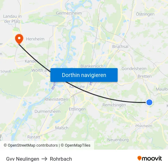 Gvv Neulingen to Rohrbach map
