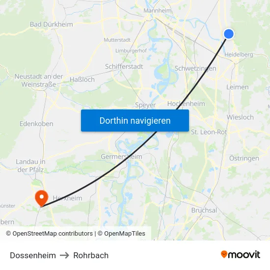 Dossenheim to Rohrbach map
