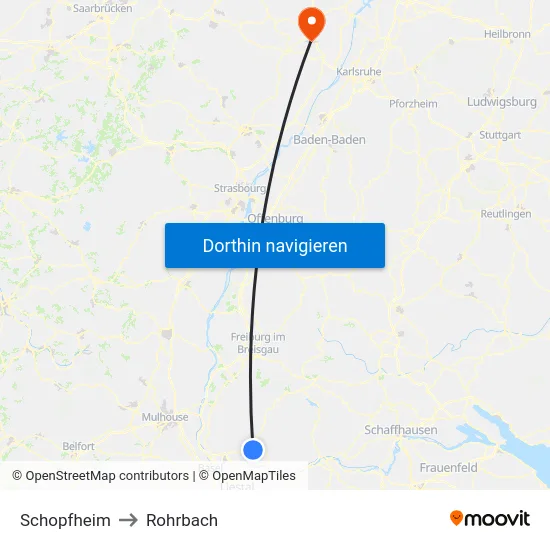 Schopfheim to Rohrbach map