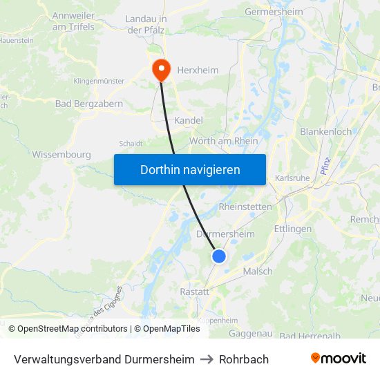 Verwaltungsverband Durmersheim to Rohrbach map
