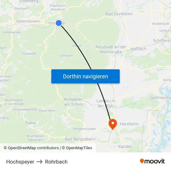 Hochspeyer to Rohrbach map