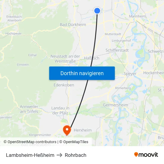Lambsheim-Heßheim to Rohrbach map