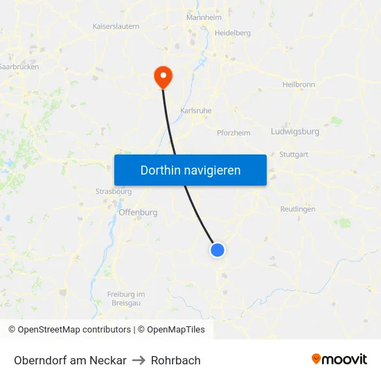 Oberndorf am Neckar to Rohrbach map