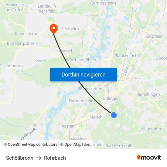 Schöllbronn to Rohrbach map