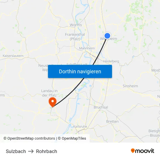 Sulzbach to Rohrbach map