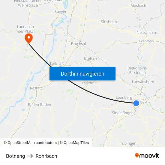 Botnang to Rohrbach map