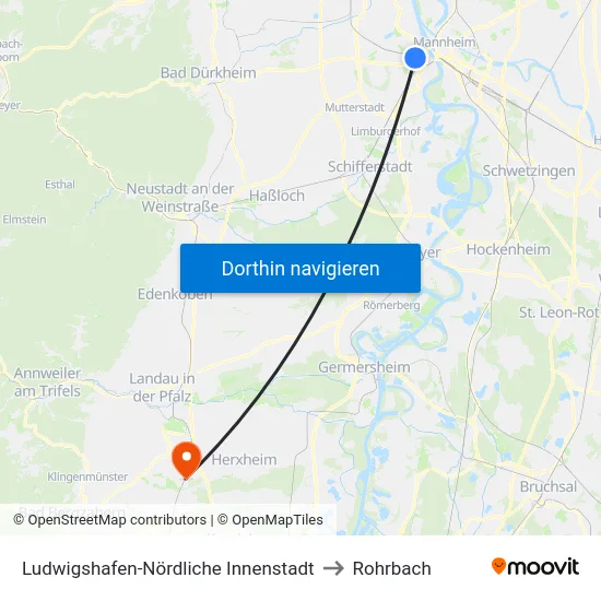 Ludwigshafen-Nördliche Innenstadt to Rohrbach map