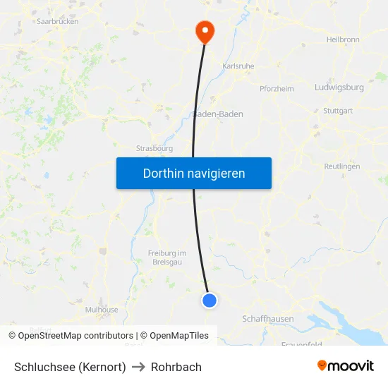 Schluchsee (Kernort) to Rohrbach map