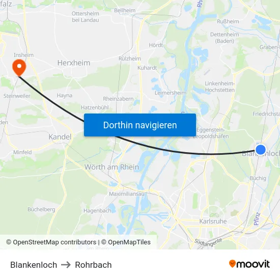 Blankenloch to Rohrbach map