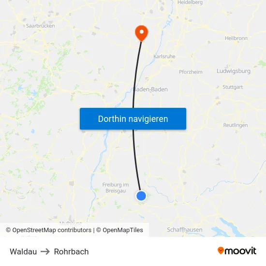 Waldau to Rohrbach map