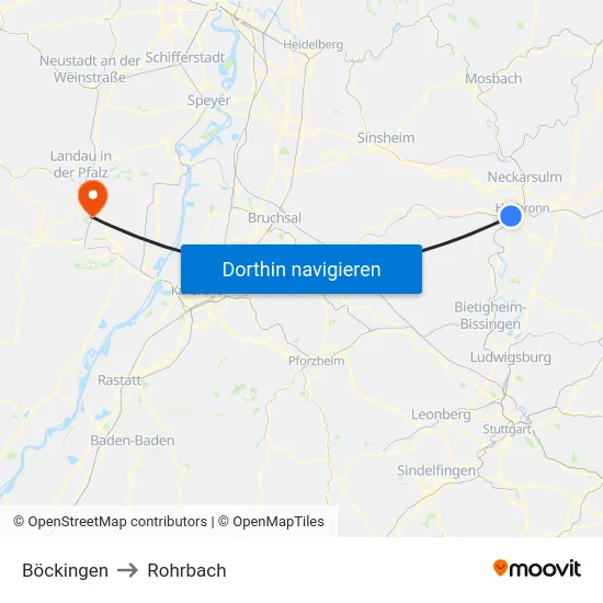 Böckingen to Rohrbach map