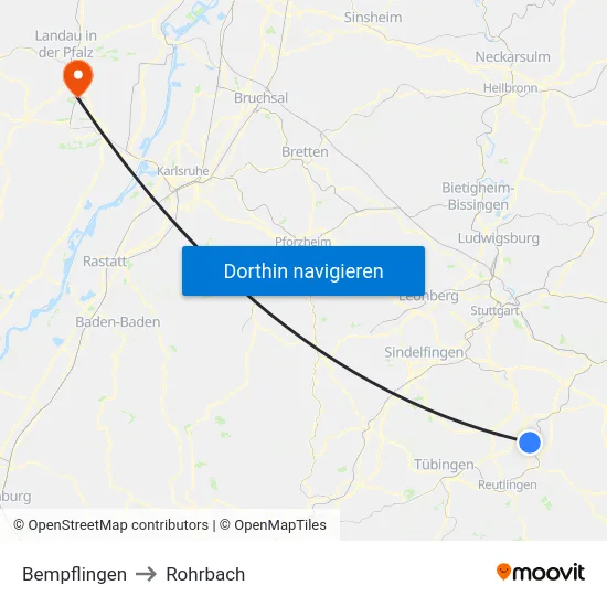 Bempflingen to Rohrbach map