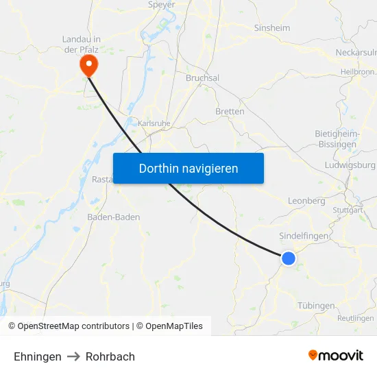 Ehningen to Rohrbach map