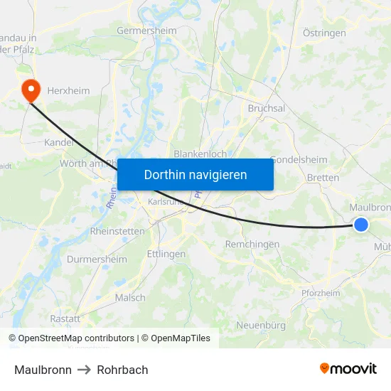 Maulbronn to Rohrbach map