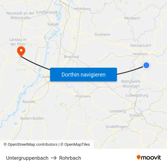 Untergruppenbach to Rohrbach map