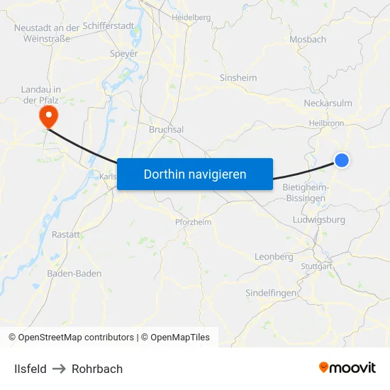 Ilsfeld to Rohrbach map