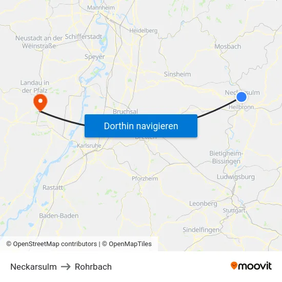 Neckarsulm to Rohrbach map