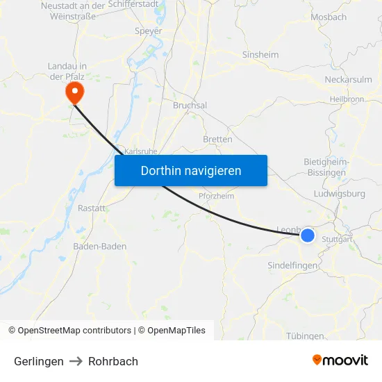 Gerlingen to Rohrbach map
