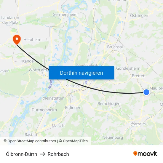Ölbronn-Dürrn to Rohrbach map