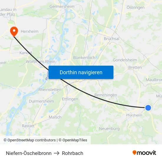 Niefern-Öschelbronn to Rohrbach map