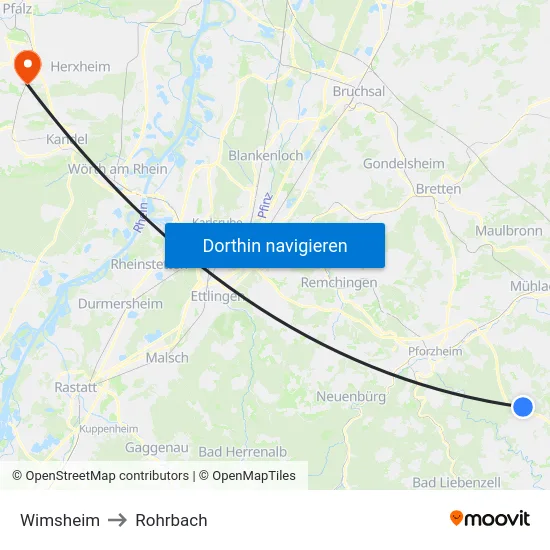 Wimsheim to Rohrbach map