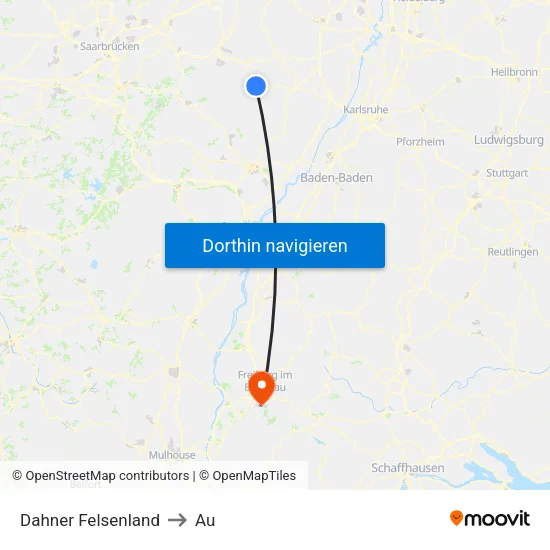 Dahner Felsenland to Au map