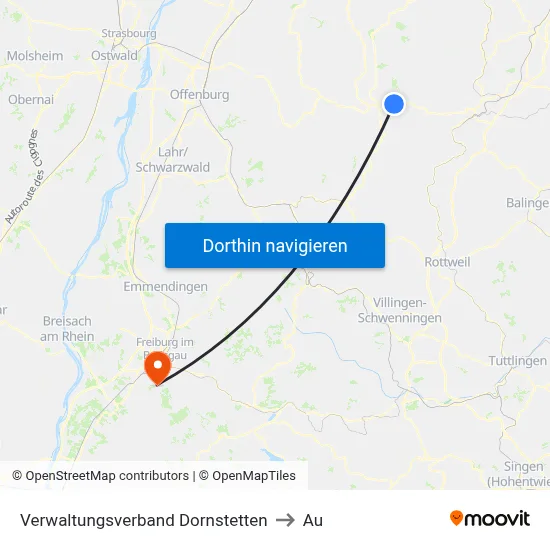 Verwaltungsverband Dornstetten to Au map