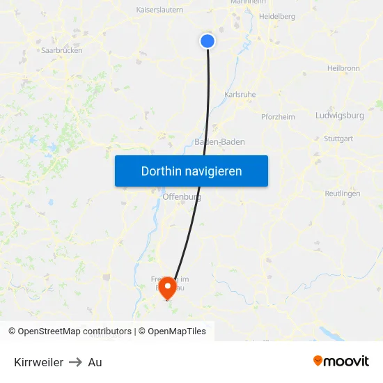 Kirrweiler to Au map
