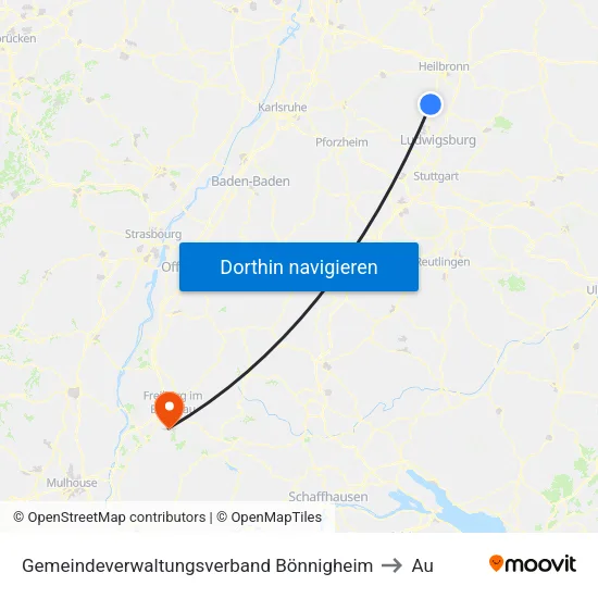Gemeindeverwaltungsverband Bönnigheim to Au map