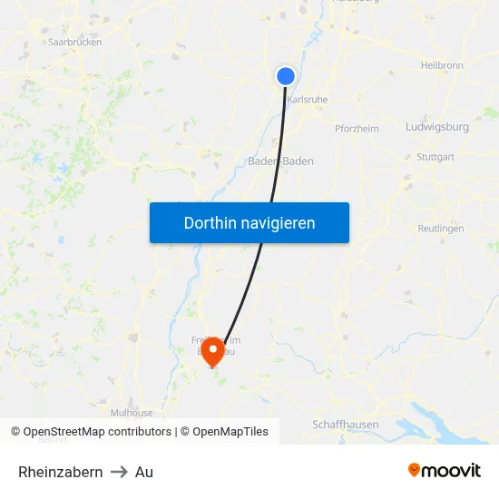 Rheinzabern to Au map
