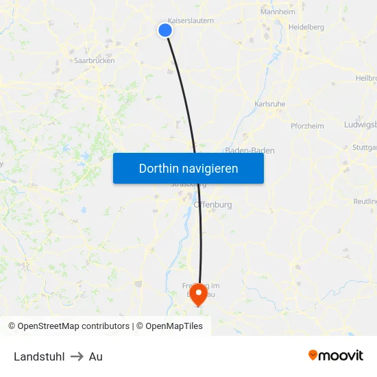 Landstuhl to Au map