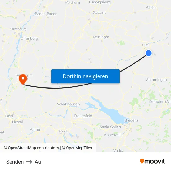 Senden to Au map