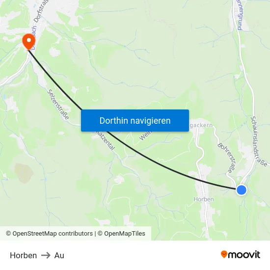 Horben to Au map