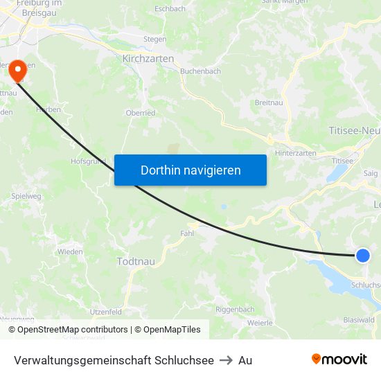 Verwaltungsgemeinschaft Schluchsee to Au map