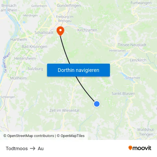 Todtmoos to Au map