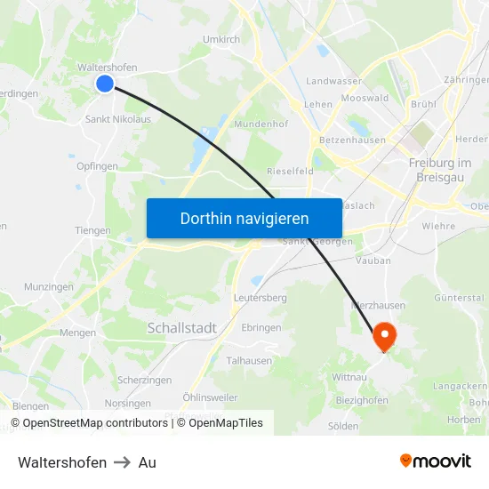 Waltershofen to Au map