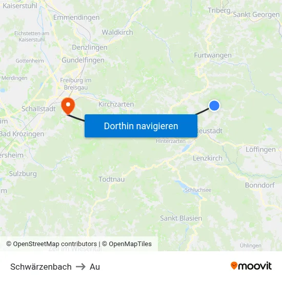 Schwärzenbach to Au map