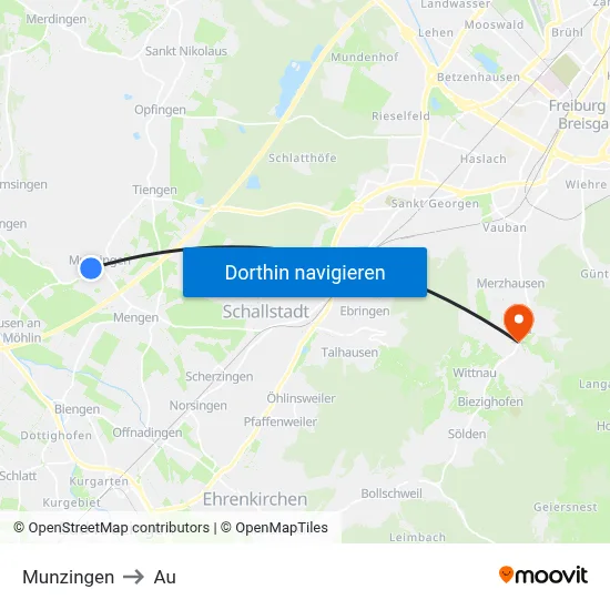 Munzingen to Au map