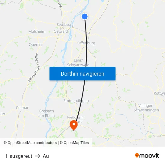 Hausgereut to Au map