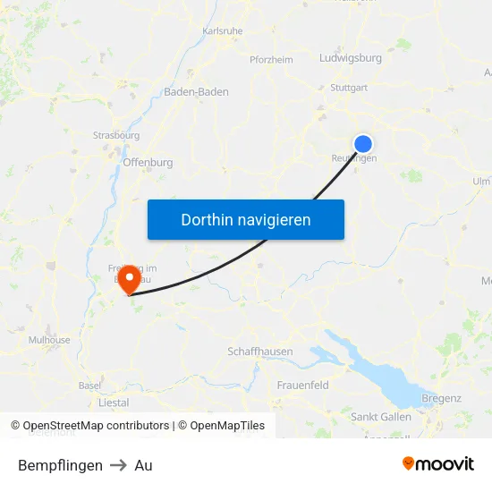 Bempflingen to Au map