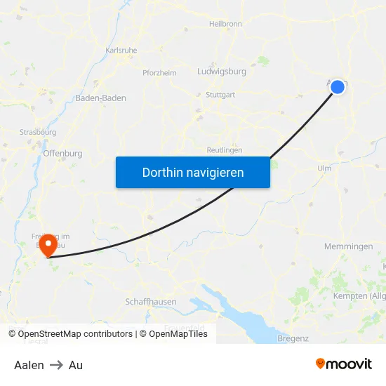 Aalen to Au map