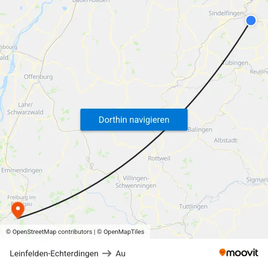 Leinfelden-Echterdingen to Au map