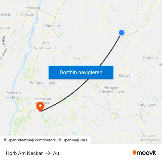 Horb Am Neckar to Au map
